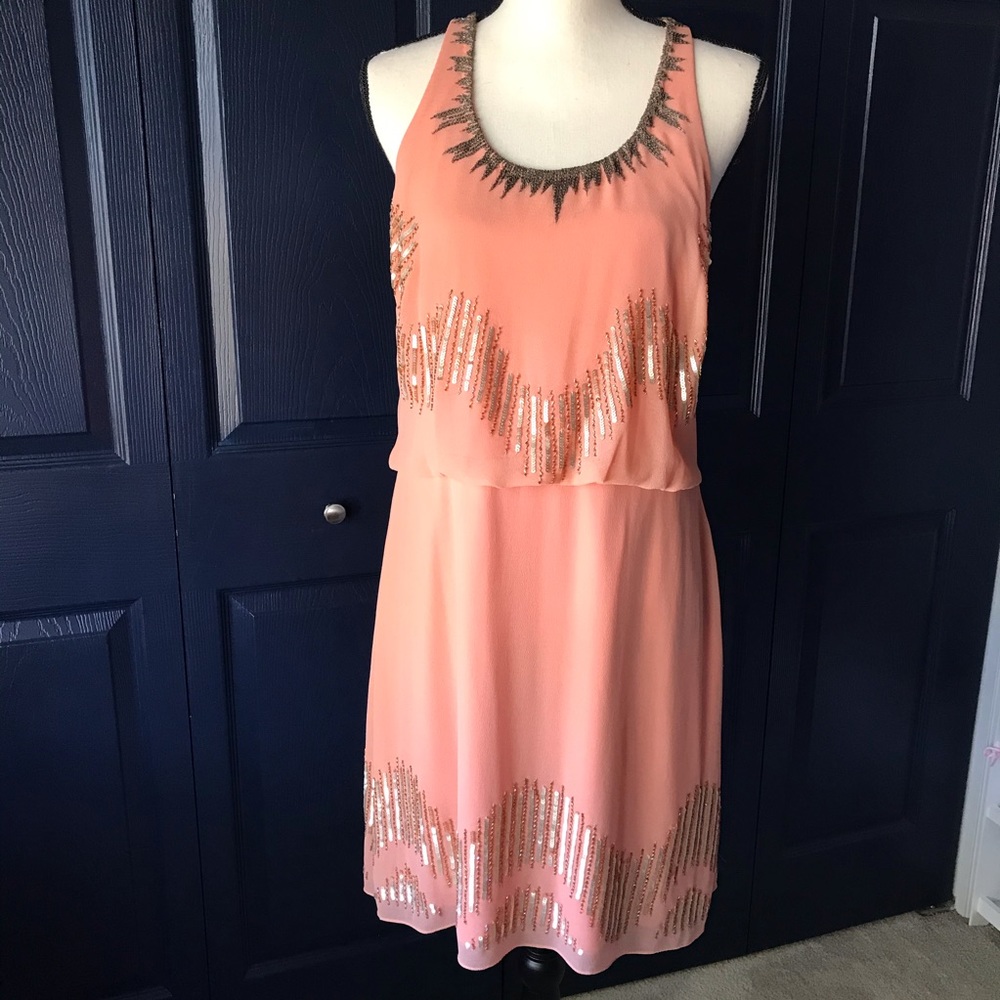 Adrianna Papell Gold Beaded Special Occasion Dress